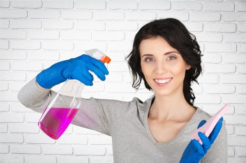 Stain treatment on a sofa during upholstery cleaning